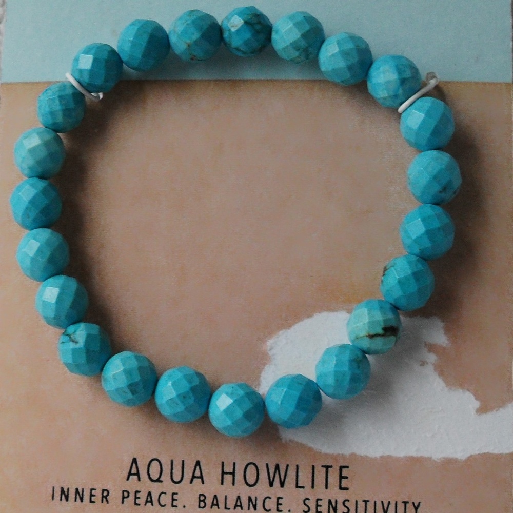 Aqua Howlite Natural Gemstone Bracelet Retail $75